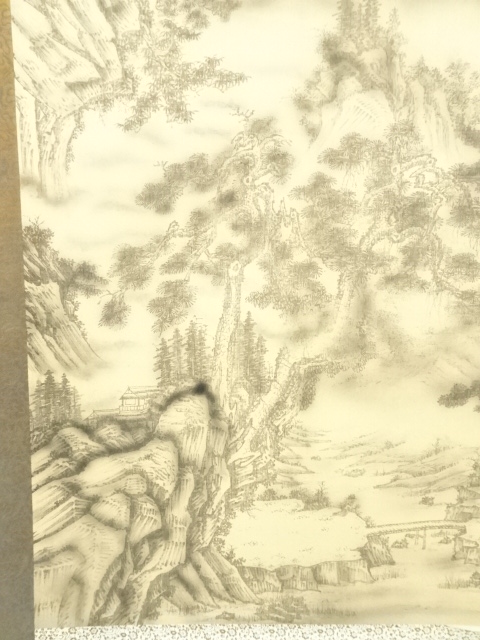 中国古美術　日本江戸時代肉筆掛け軸そ※激安骨董品 X784C16-5 道具 ] - 道具 中国 尊祥筆 清江晨霧 水墨山水 肉筆紙本掛軸 | ネット